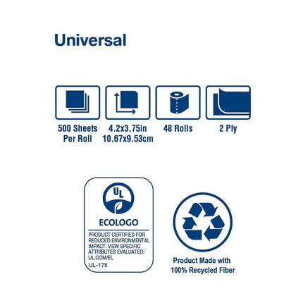 Tork® Universal Bath Tissue Roll, T24, 2-Ply, White, TM1601A