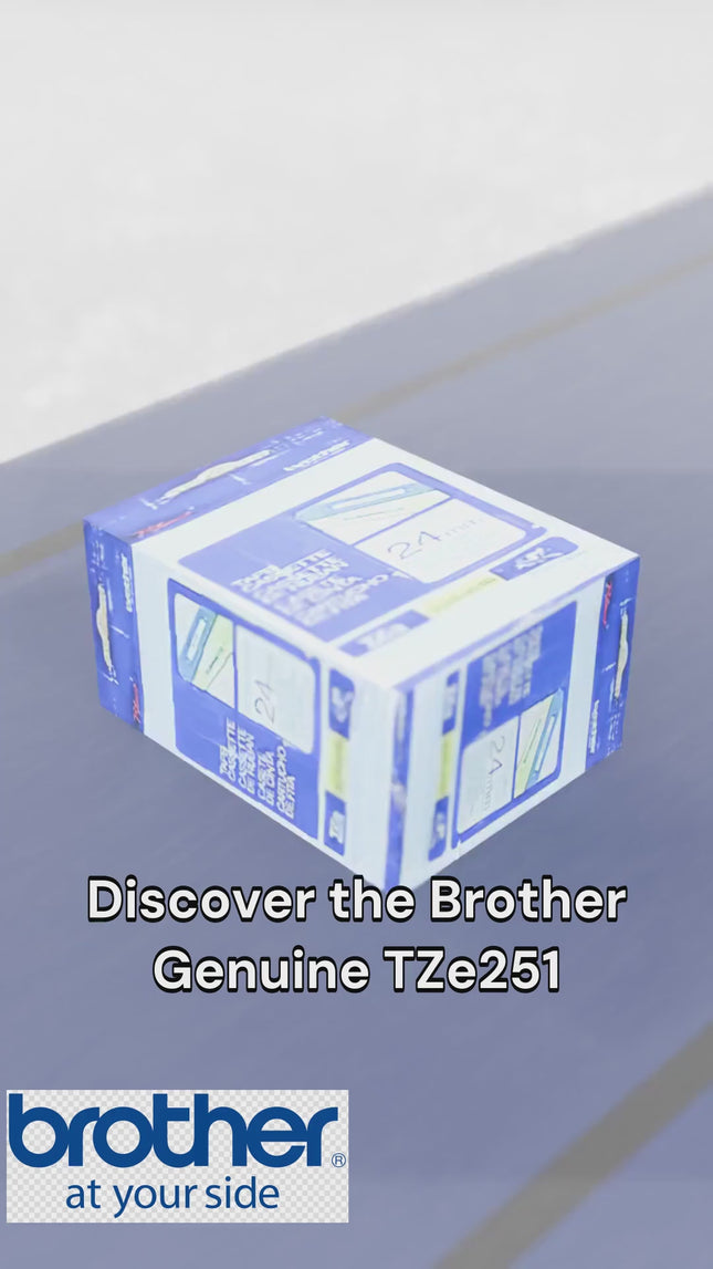 Brother Genuine TZe251 Black on White Laminated Tape for P-touch Label Makers, 24 mm wide x 8 m long